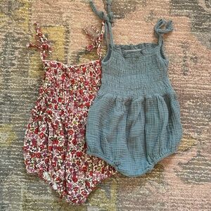 Alice and Ames Cotton Muslin Rompers Set of 2 3T